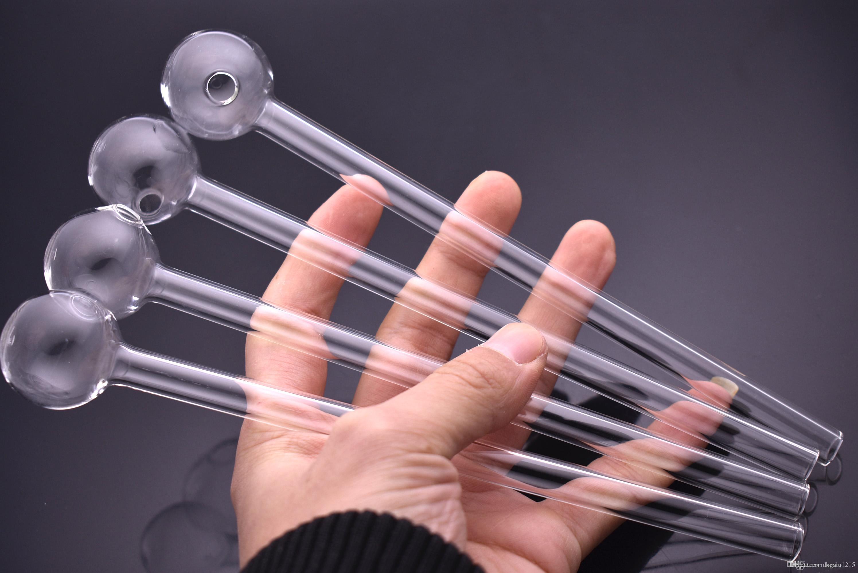 

big size 8.0Inch 20CM Length Thick Pyrex Glass Oil Burner Pipe Clear Glass Smoking Pipe Water Hand Pipes Smoking Accessories Cheapest