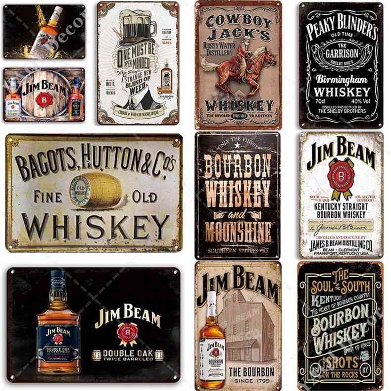 

Vintage Whiskey Poster Tin Sign Metal Plate For Bar Pub Decor Plaques Kitchen Room Wall Signsa