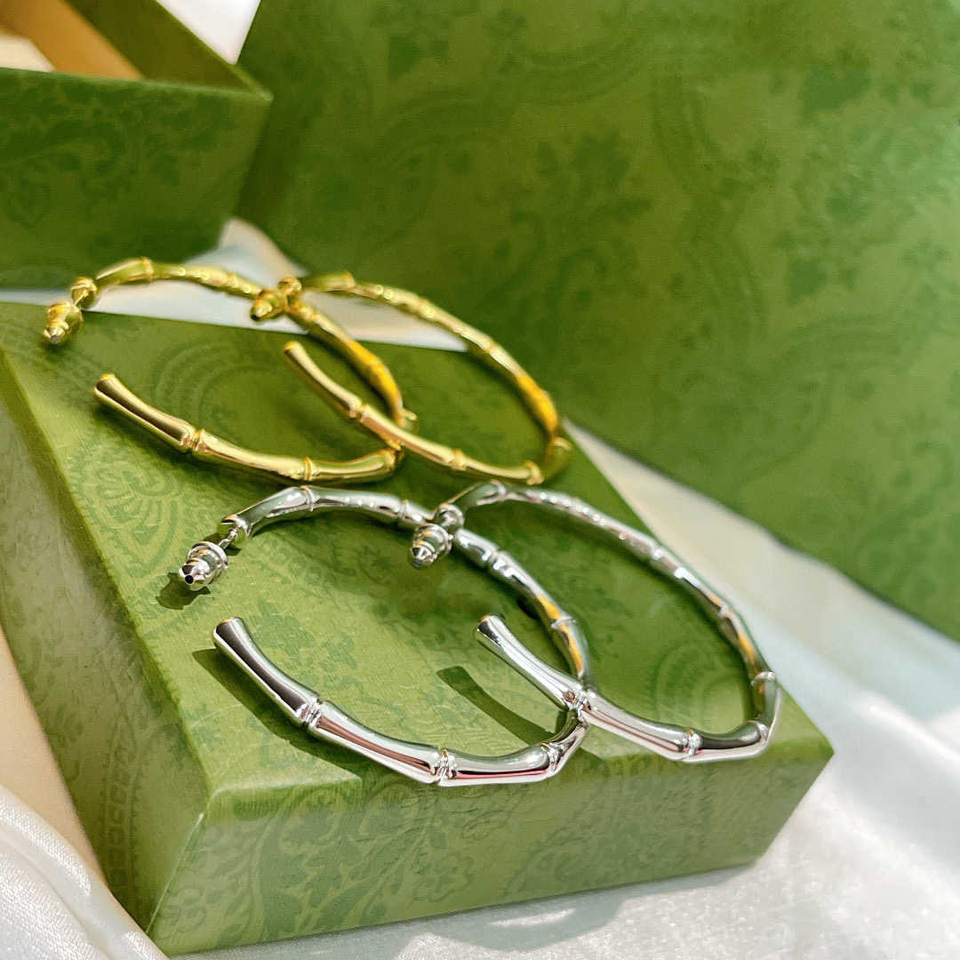 

2021 Fine Hot Brand Pure 925 Sterling Silver Earrings Big Circle Bamboo Joint Stud Earrings Gold Luxury Brand Quality Jewelry