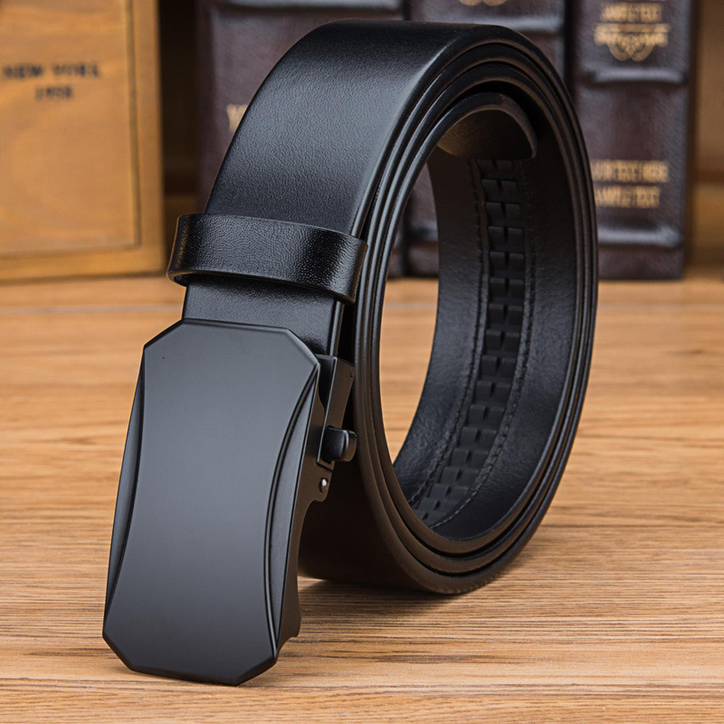 

2021 New Men Genuine Leather Luxury Black Men's Belts Automatic Buckle High Quality Belt Cummerbunds Male Z34i