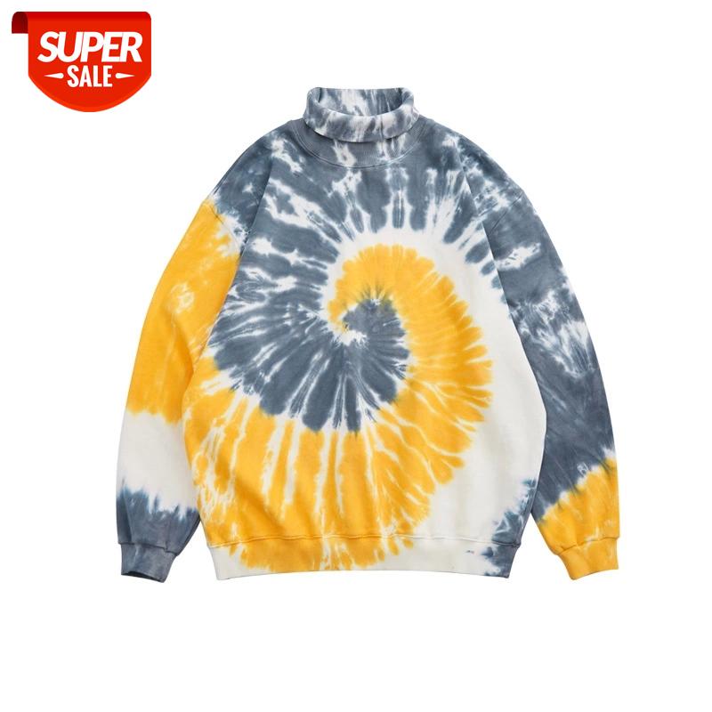 

SEVEYFAN 2021 Men's Hip Hop Sweatshirts Tie Dye Turtle Neck Hoodies Pure Cotton Loose Sport Pullover for Couples #aC3h, Black