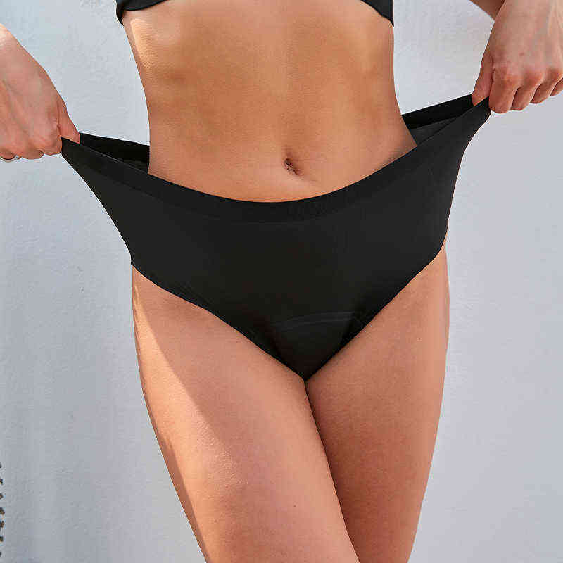 

Bamboo Fiber Cotton Seamless 4-layer Menstrual Panties Period Reusable Underwear Leakproof Heavy Absorbent Incontinence Lingerie 211109, Pink