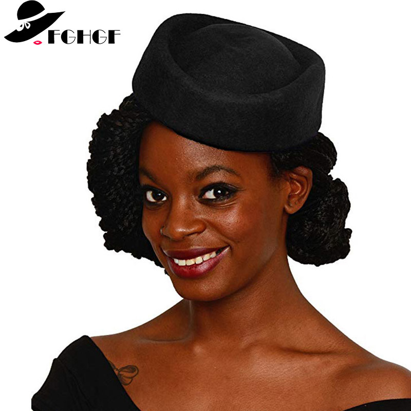 

2021 New 10pcs Wool Felt Formal Fascinater Pillbox Hostesse Stewardess Beret Millinery Base Wedding Church Hat Whoesale Wo6w, Hot pink
