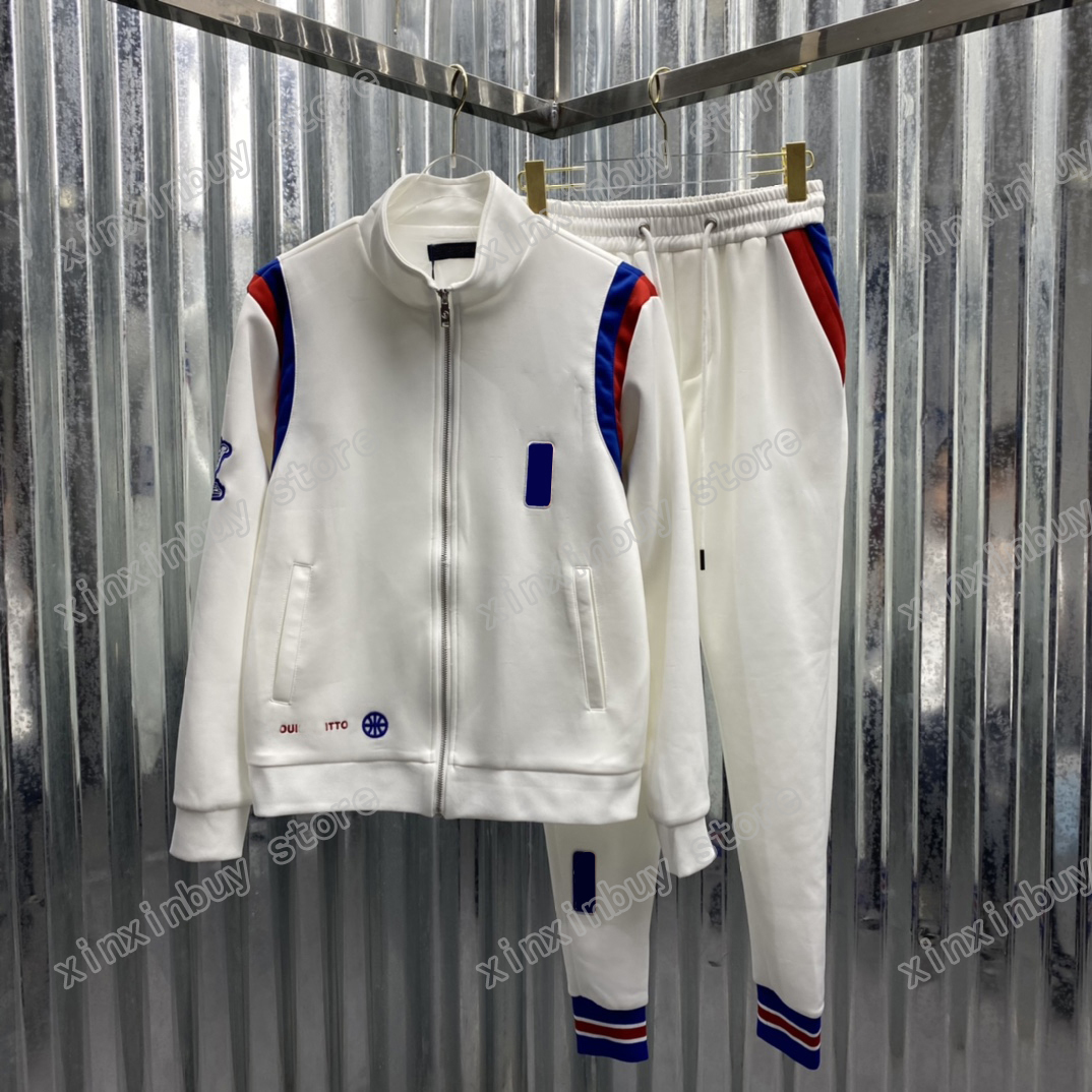 

21ss mens women designers tracksuits Hooded Basketball stripe letter Streetwear Windbreaker fashion tracksuit men designer black white S-XL
