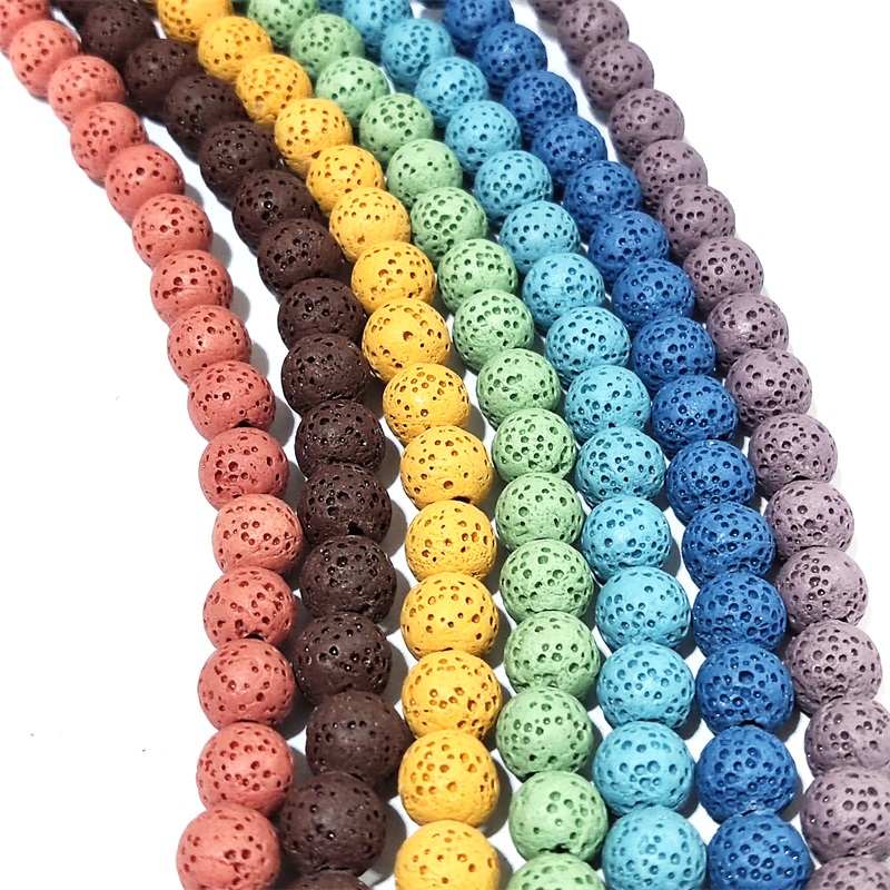 

7pcs/set 8mm Seven Chakras Colorful Lava stone Loose Beads Charms Beaded DIY Bracelet Necklace Jewelry Making Accessories