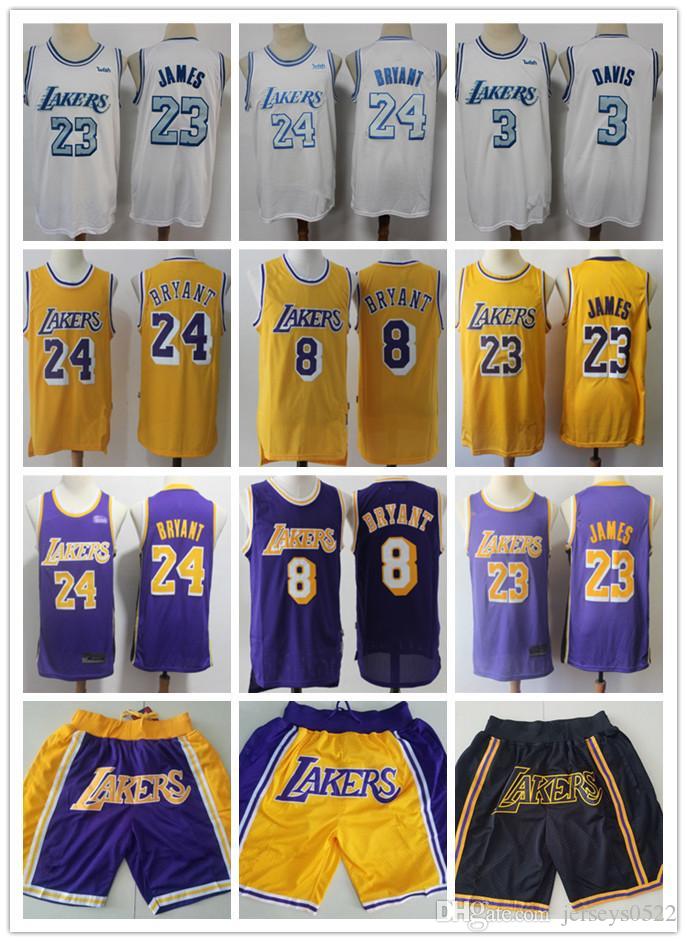 

Mens Los Angeles Lakers Throwback jersey Anthony 3 Davis LeBron 23 James purple Basketball Jerseys yellow, Black;red