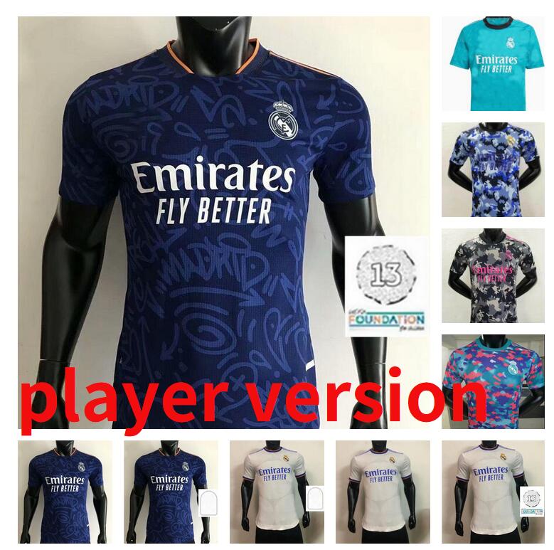 

20 21 22 player version camiseta real madrid soccer jerseys home away third 2021 2022 Men football shirt HAZARD BENZEMA KROOS Customized