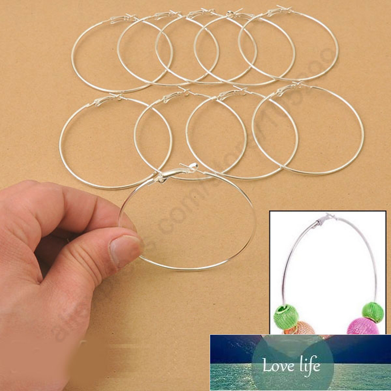 

Fast Shipping 100PCS 40MM 925 Sterling Silver Hoop Drop Earrings Women DIY Jewelry Findings High Quality, Golden;silver
