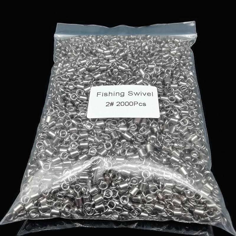

500/1000/2000/3000pcs 1#-14#/1-0/2-0/3-0 Bearing Rolling Swivel Connector Lure Link Copper Fishing Tackle Accessories Fish Tool