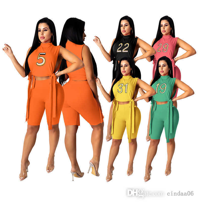 

Summer Tracksuits for Women designer clothing 2022 Tank Tops Shorts Sexy 2 Piece Sets Split Bandage Letter Sweatsuits Clothes, Rose red
