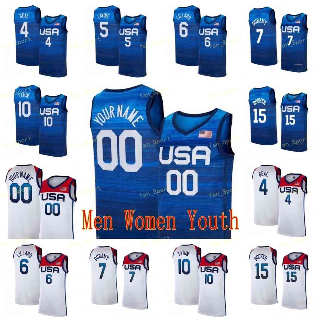 

Basketball Jersey 2020 Summer Olympics Kevin 7 Durant Devin 15 Booker Damian 6 Lillard Jayson 10 Tatum Zach 5 LaVine Bradley 4 Beal USA 2021, Black