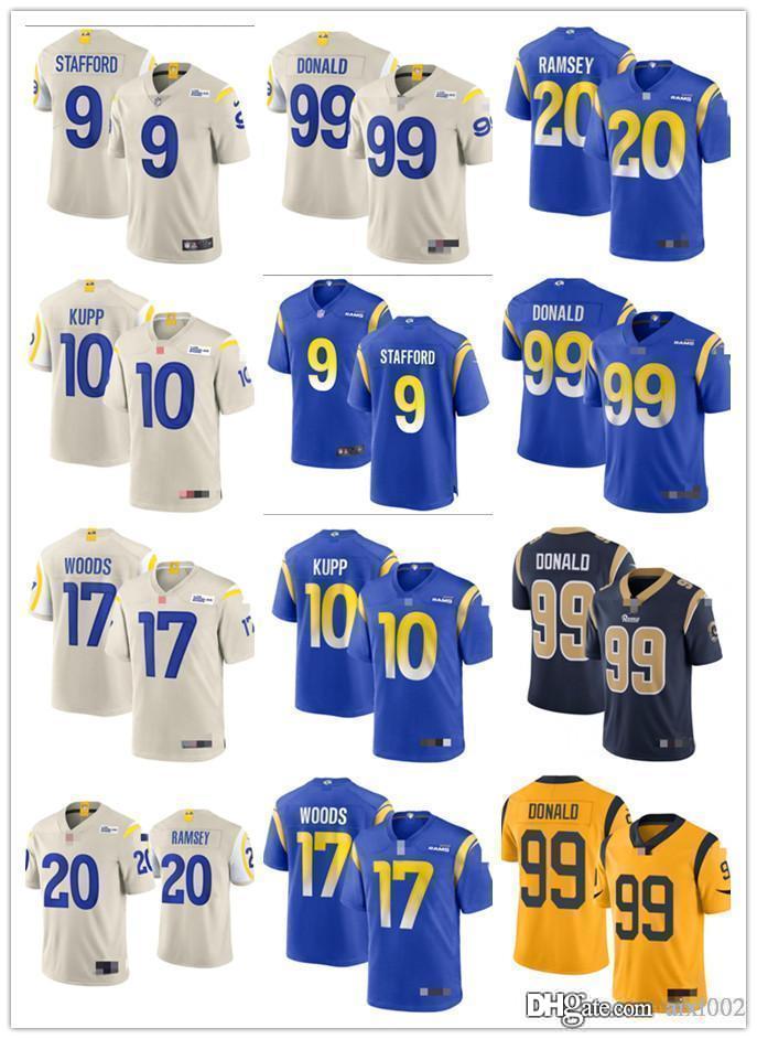 

Mens Womens Youth Los Angeles Rams 10 Cooper Kupp 99 Aaron Donald 20 Jalen Ramsey 9 Matthew Stafford 17 Robert Woods Jerseys, Black;red