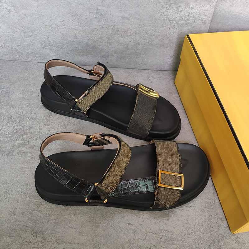 

2021 Women Leather Flat Sandal Designer Signature Slides Black White double band Lambskin Shoes Maxi Metal Buckle Rubber Sole With Box