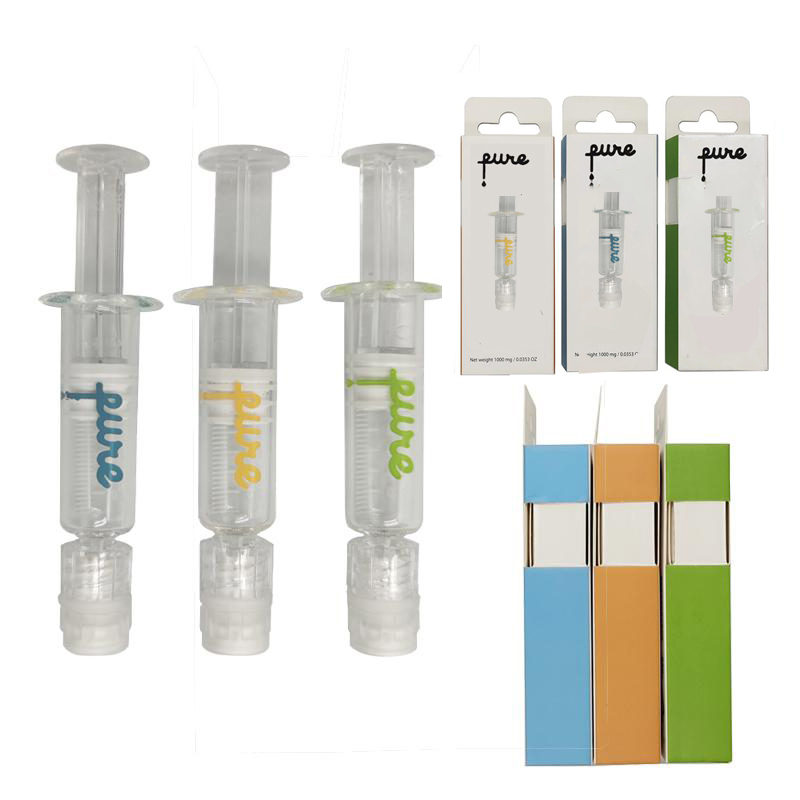 

1ml Pure Syringes Luer Lock Glass Syringe Oil Filling Tools Box Packaging 12 Colors with Measurement Mark for 1ML Vape Cartridge