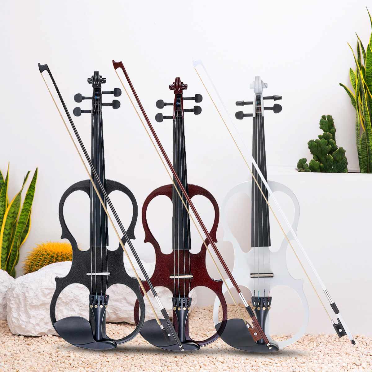

4/4 Electric Violin Fiddle Stringed Instrument Basswood With Fittings Cable Headphone Case For Music Lovers Beginners Antique