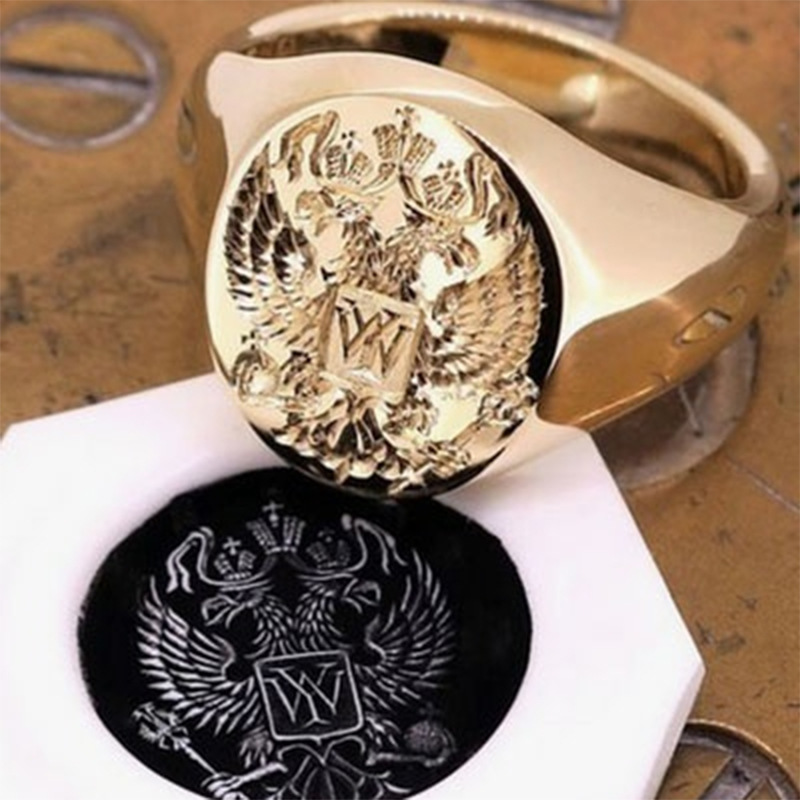 

Fashion Mens Signet Ring Viking Double Head Eagle Rings for Male Punk Gold Color Jewelry for Men Bague Bijoux