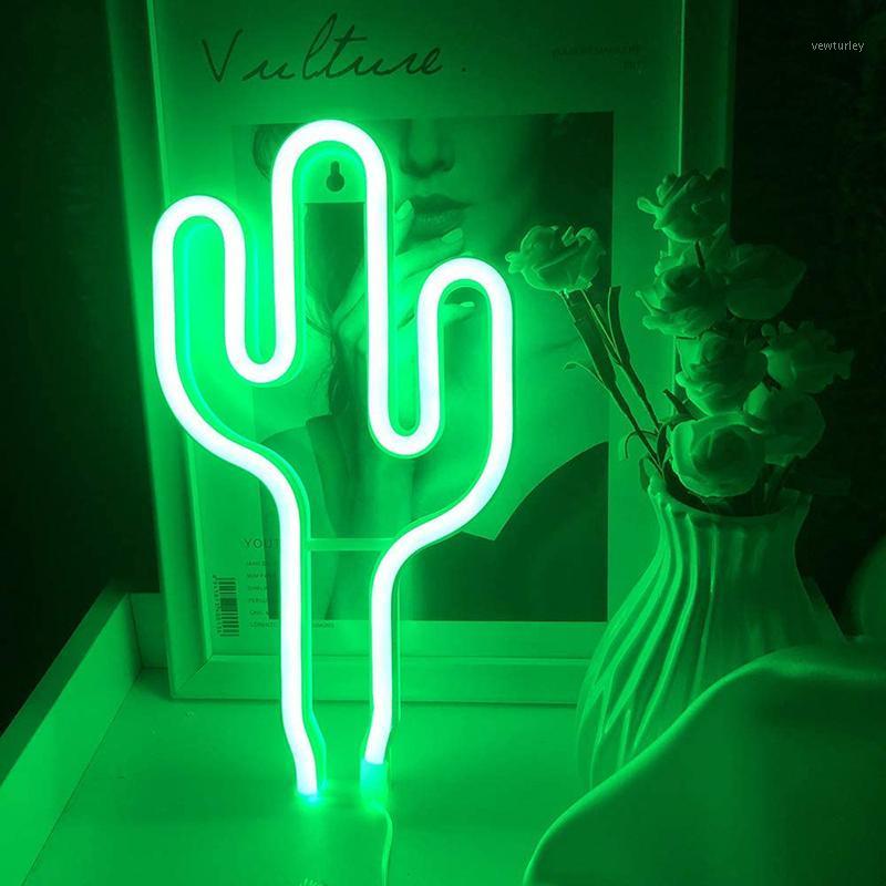 

Party Decoration Ly Cactus Shaped Neon Signs USB/Battery Powered Always On Acrylic Wall Decor Decorative Atmosphere LED Night Lights