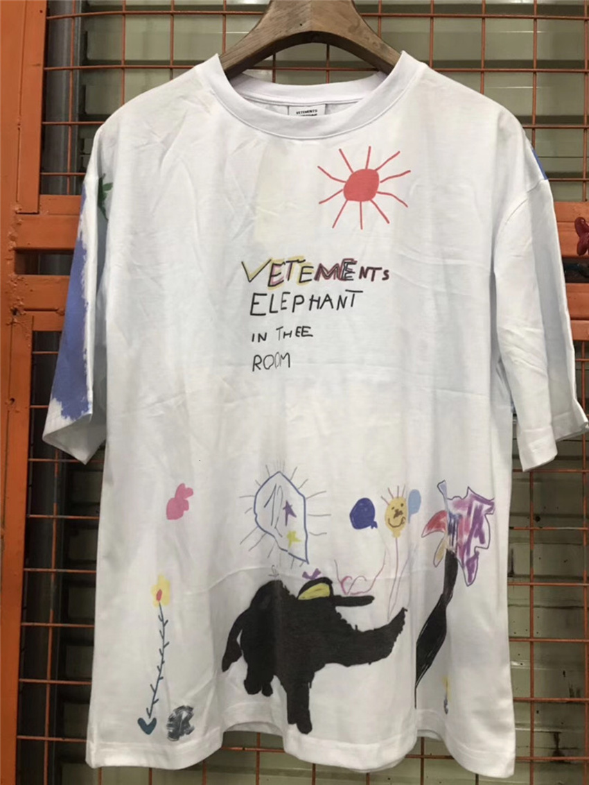 

2021 New Elefante t Shirt Men 1:1 Alta Qualidade Graffiti Vetements Camiseta Superior U87n