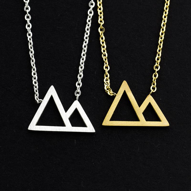 

Pendant Necklaces Gothic Mountain Necklace Women Boho Jewelry Stainless Steel Gold Chain Chocker Triangle Hiker Gift Collier Bijoux Femme
