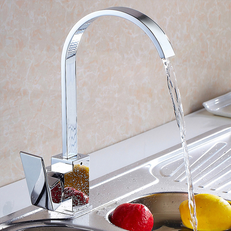

2021 New Mode Brass Tap of the Hot Water and Cold Sink Mixer Rotating Square Kitchen Taps with Hose Guarantee Hotel Quality P9jj