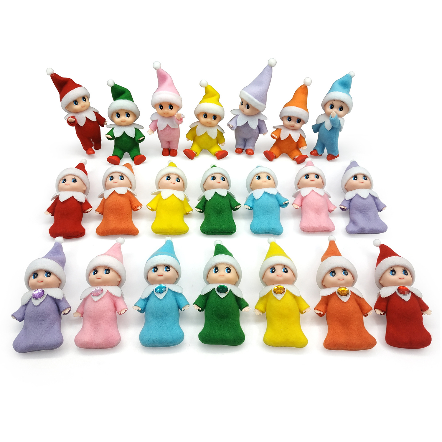 

50pcs Cute Elves doll Toys 2.5 inch used For Cake decoration Birthday Christmas New Year present 7 Colors Fairy Doll Children Gift
