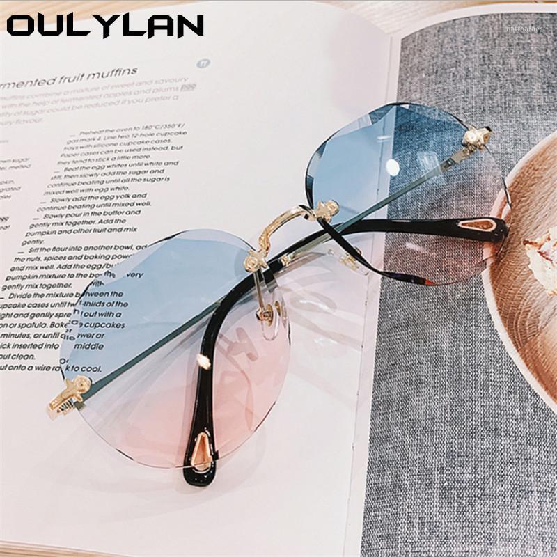 

Sunglasses Oulylan 2021 Rimless Women Chic Gradient Sun Glasses Shades Ladies Vintage Framless Eyewear UV400