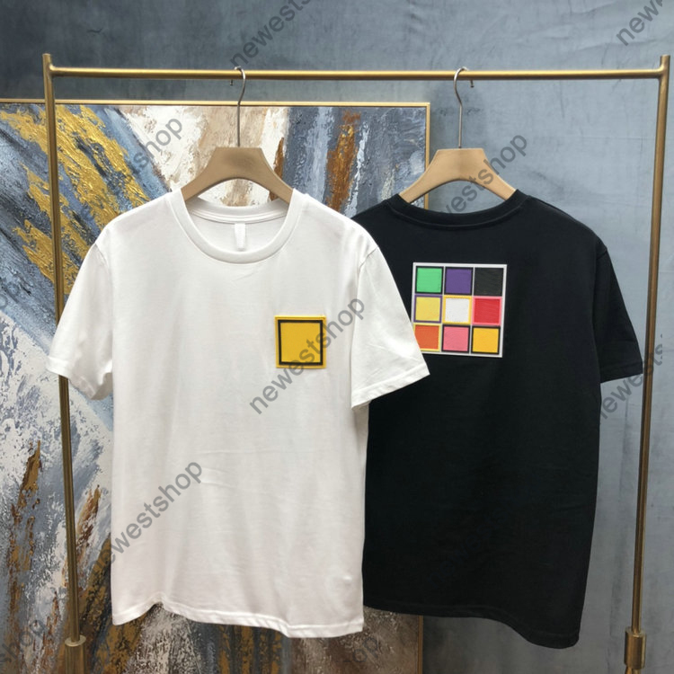 

2021 New Europe luxury mens letter Print tshirt Mens Couple Solid Color Breathable geometry print t shirts Casaul Designer T-Shirt, White;black
