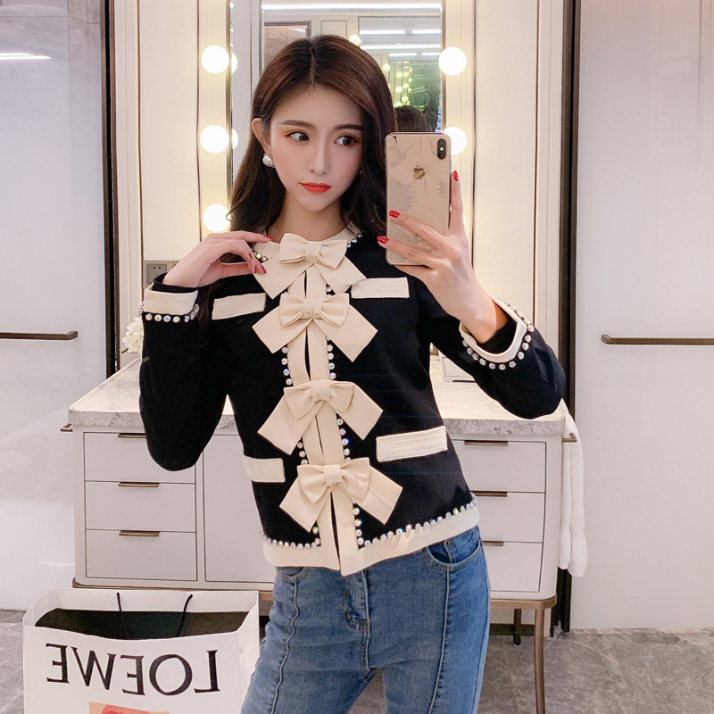 

Women's Suits & Blazers Jsxdhk luxury autumn jacket bowknot fashion designer women's frizzy diamonds long black thin sleeve X8L2, 1# shoe box