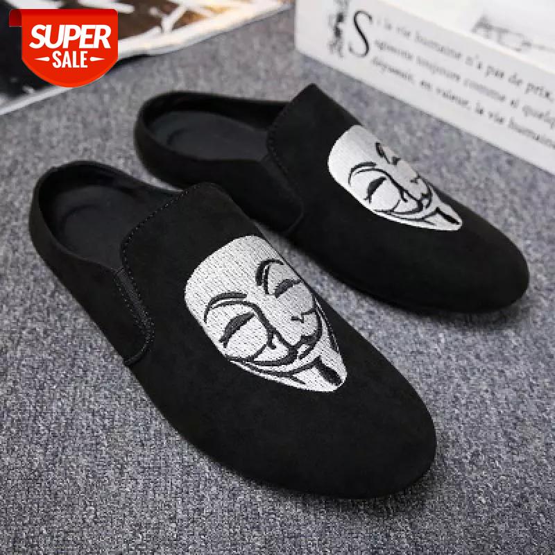

New Men Casual Flat Shoes Fashion Embroidered Wild Personality Men's Shoes Solid Color Lazy Outdoor Slip-On Men #vB0O