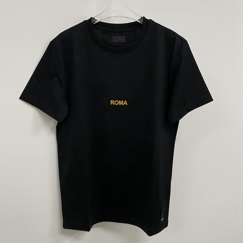 

2020 Spring Summer Men's Roma Letter Embroidery Cotton Black Short Sleeve Men T-shirt Ff Tee Shirts Top, White;black