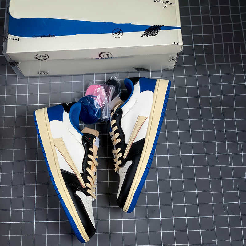 

Travis Scotts x Fragment Design OG 1S Low Mens Basketball Shoes Luxury designer Jumpman 1 Military Blue Womens running Sports Sneakers Without box, #no shoe box