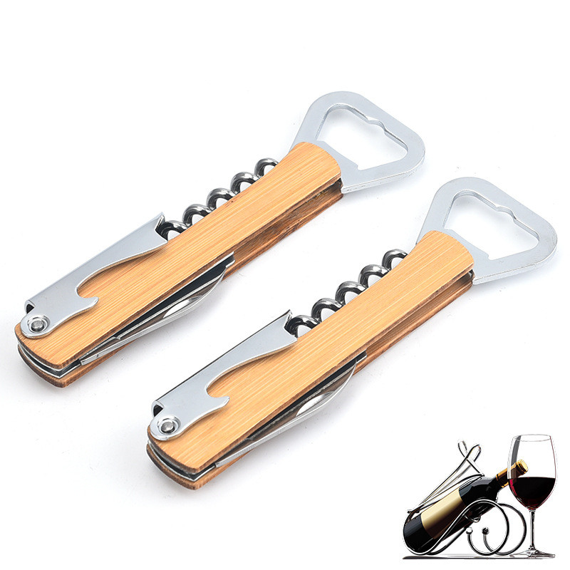 

Wholesale Wooden Handle Professional Wine Opener Multifunction Portable Screw Corkscrew Wine Bottle Opener