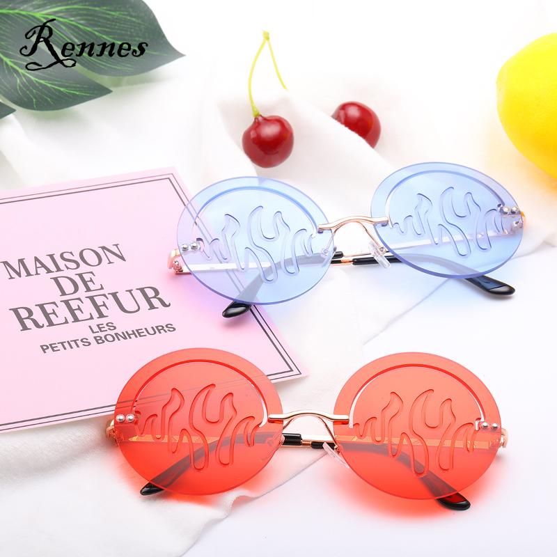 

Sunglasses 2021 Fashion Rimless Women Trend Round Hollow Men Personality Frameless Eye Glasses Shades Oculos
