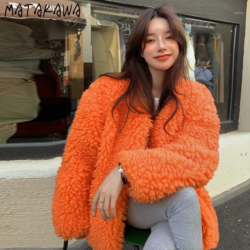 

Women's Jackets Matakawa Lamb Wool Coat Autumn Winter Fashion Loose All-match Thicken Woman Jacket Solid Korean Short Office Ladies, Black;brown