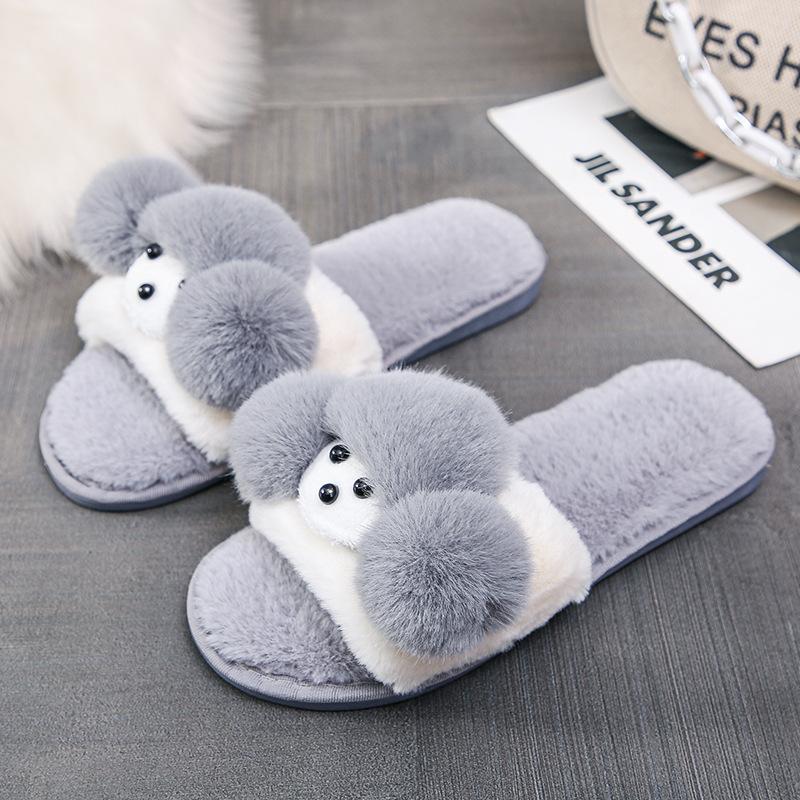 

Slippers Cute Dog Cartoon Animal Women Home Slipper For Indoor House Bedroom Flats Comfortable Kids Warm Winter Shoes, Black slipper
