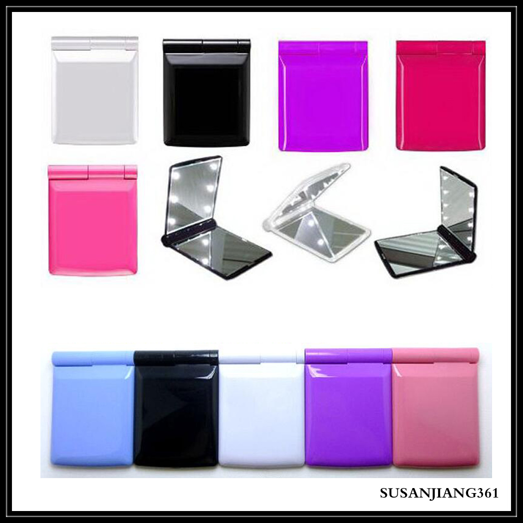

STOCK Lady LED Makeup Mirror Cosmetic 8 LED Mirror Folding Portable Travel Compact Pocket led Mirror Lights Lamps