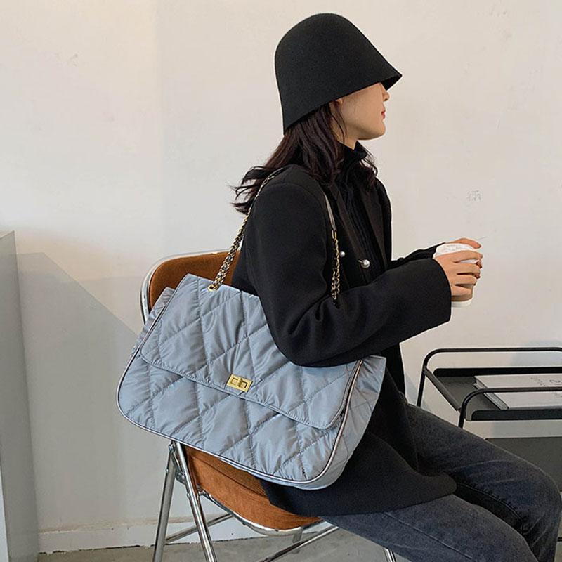 

2021 Women Big Chain Shoulder Crossbody Bag Lady Handbags High Qulity Hand bag Pu Leather High Capacity Winter Shopping New, Black