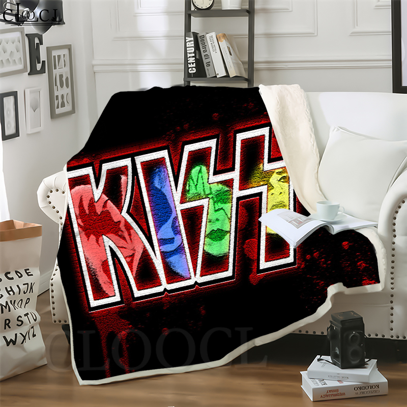 

CLOOCL New Hair Metal Kiss Band 3D Print Casual Style Conditioning Blanket Sofa Teens Bedding Throw Blankets Plush Quilt
