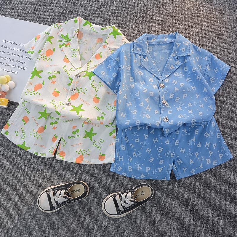 

Clothing Sets Summer Toddler Baby Girl Boy Small Fresh Clothes Infant Fully Printing T-shirt+shorts 2PCS Kids Fashion Set, White
