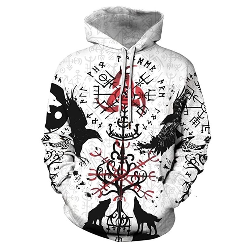 

Hot selling men's Viking tattoo Norwegian myth 3D print Hoodie Pullover Sweatshirt