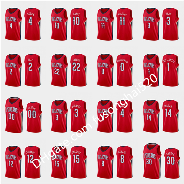 

2021 Cheap Printed Custom Men's Women kids Red Zion 1 Williamson Brandon Ingram Lonzo Ball J.J. Redick Jrue Holiday Custom Basketball Jersey, Black;red