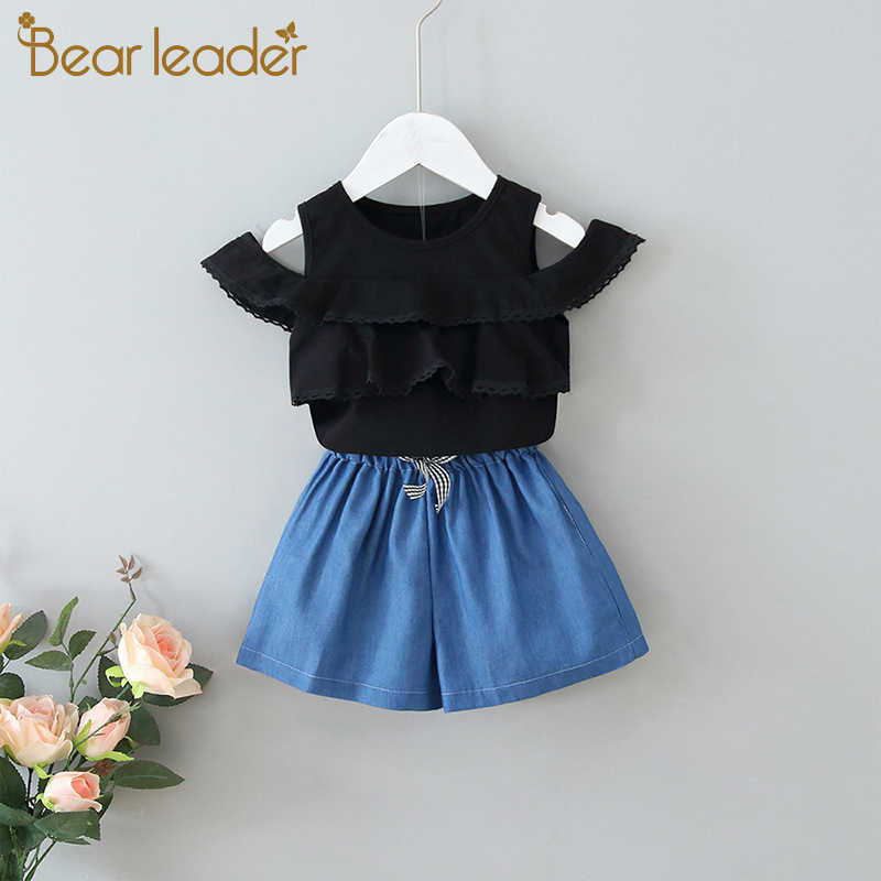 

Bear Leader Girls Clothing Sets Summer Kids Layered Hollow T-shirt and Pants Casual Outfits Children Clothing Cute Suit 210708, Ah558 black