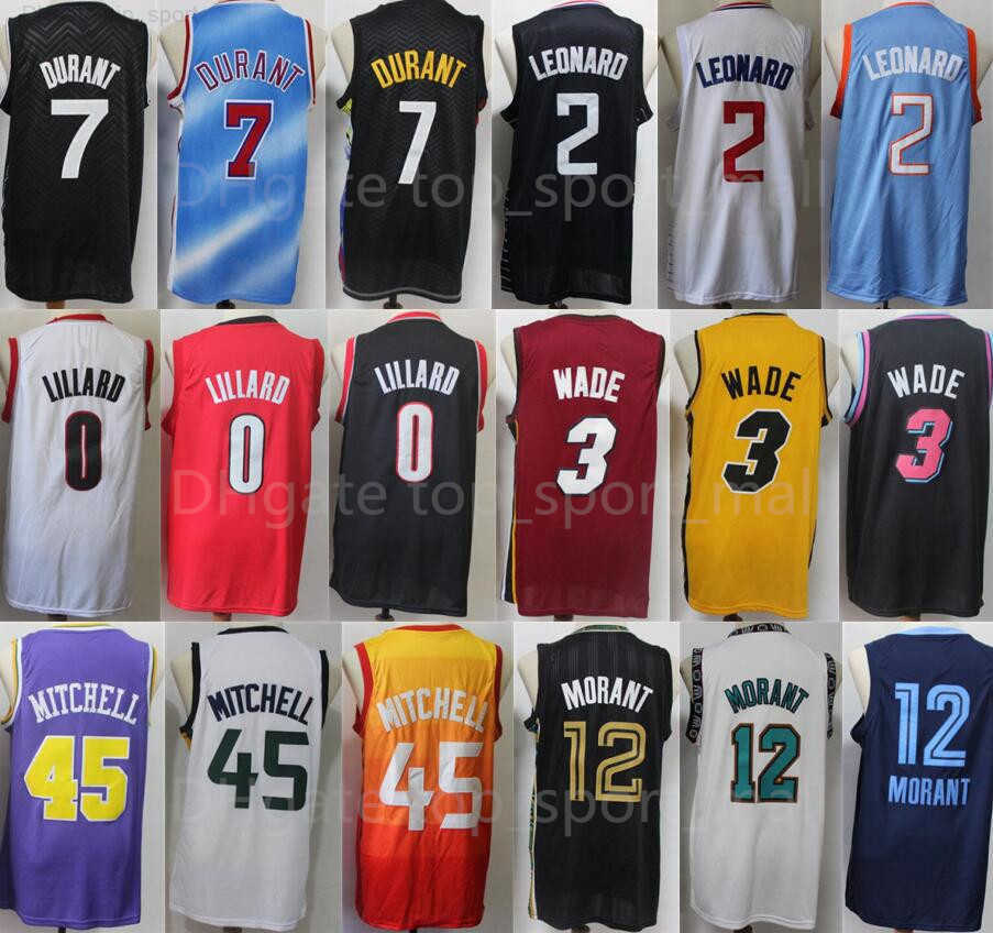 

Team Basketball Kevin Durant Jersey 7 Dwyane Wade 3 Kawhi Leonard 2 Damian Lillard 0 Ja Morant 12 Donovan Mitchell 45 Stitched Good Man Wear, Photo b