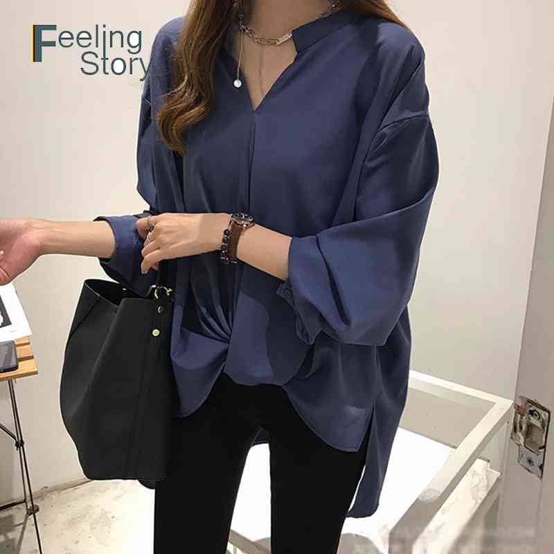 

Korean XXXL 4XL 5XL Plus Size White Chiffon Blouse Womens Tops and Blouses Casual Office Wear Shirt Long Sleeve Shirts 210603, Green