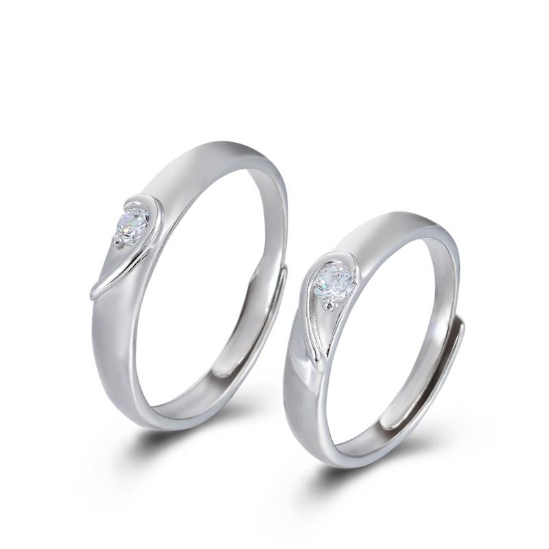 Cluster Rings Hemiston Luxury Antique 100% 925 Sterling Silver Adjustable Size Heart Lovers Exaggerated Ring For Women-image-709105577