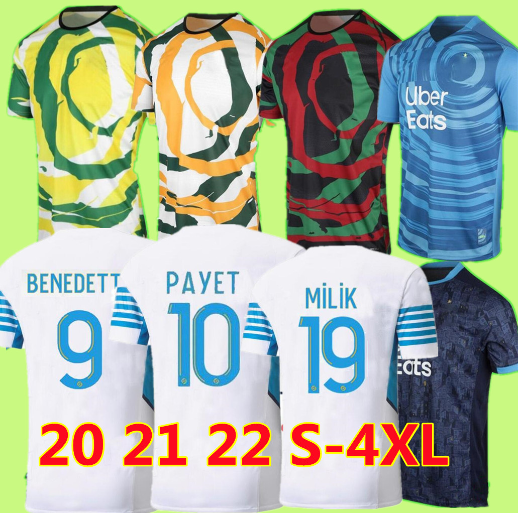 

S-4XL Marseille soccer jersey Olympique De 20 21 OM 2021 maillot foot CUISANCE THAUVIN BENEDETTO KAMARA PAYET football shirts, Green