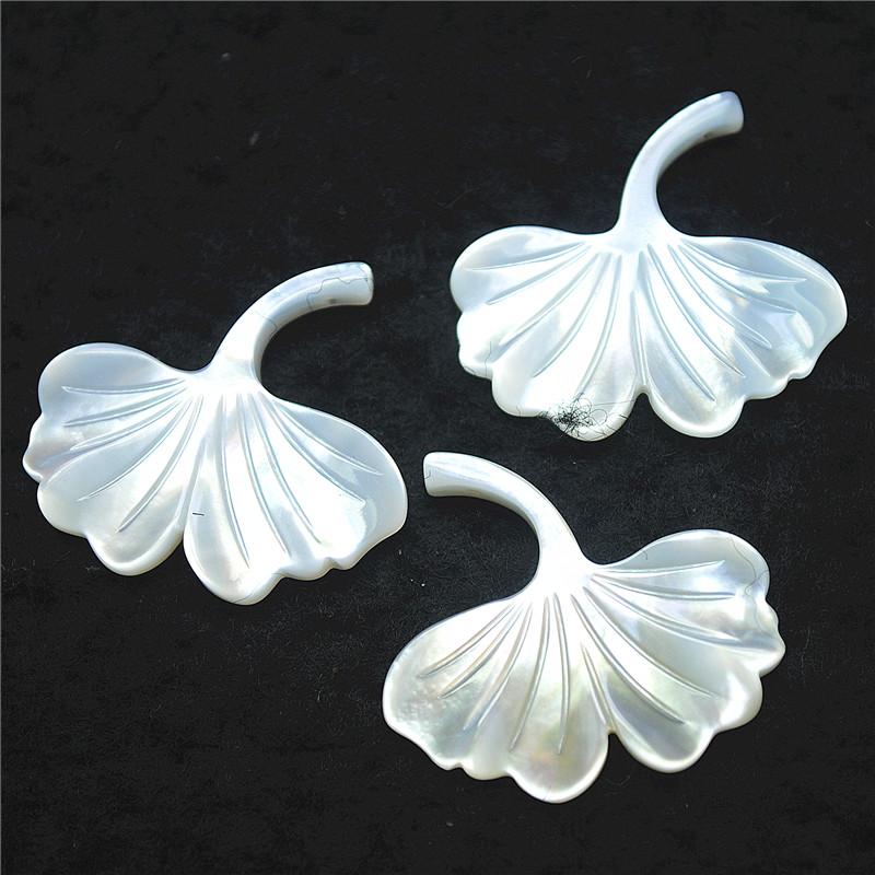 

Charms 2PCS=1 Pairs Nature Saltwater Mother Of Pearl Shell Material 25MM Ginkgo Biloba Leaf Top Have Drilled Hole Women'S Earrrings, Bronze;silver
