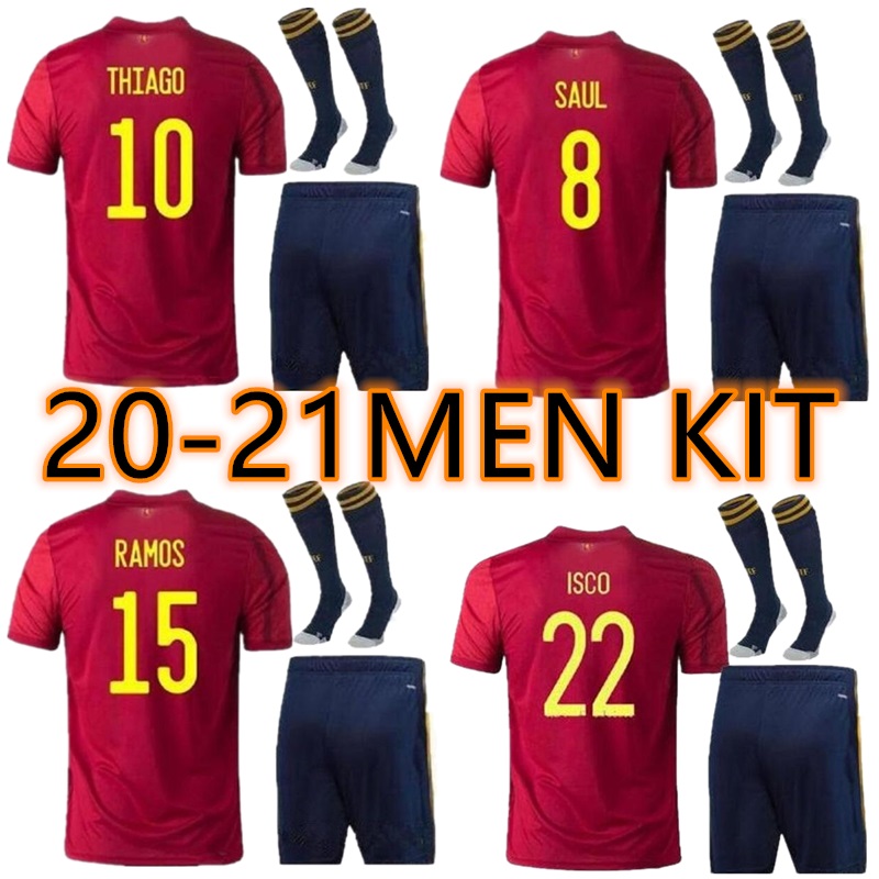 

20 21 Spain home away Soccer Jersey 2021 PACO ALCACER ASENSIO MORATA ISCO INIESTA SAUL Adult kit Sports Football shirt, Black