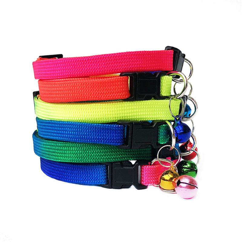 

Adjustable Little Cat Collar Necklace Safety Buckle Neck Strap Belt For Kitten With Bell Rainbow Colorful Gradient Color