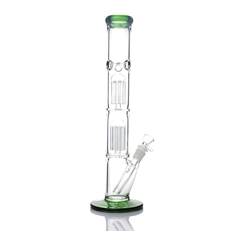 

Thick glass bong double perc eight arms tree water pipe 16" tall heady big bongs with downstem and bowl